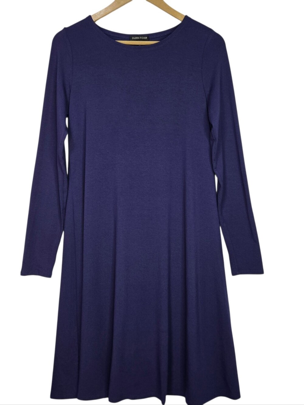 Eileen Fisher Size XS/TP 92% Viscose purple Scoop Neck L/SL midi dress